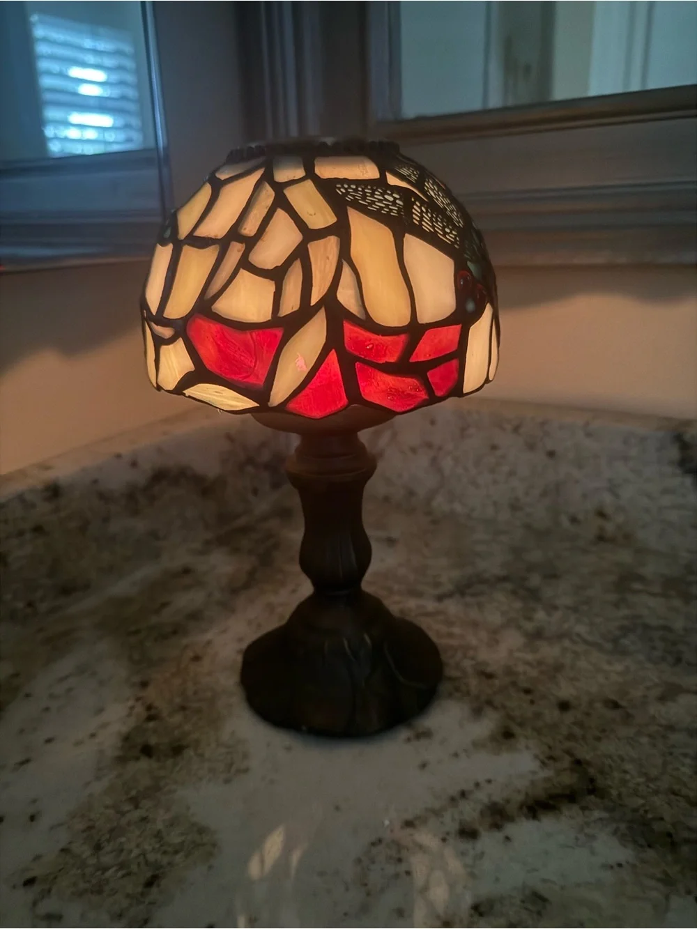 Vintage Stained Glass Dragonfly Candle Holder
